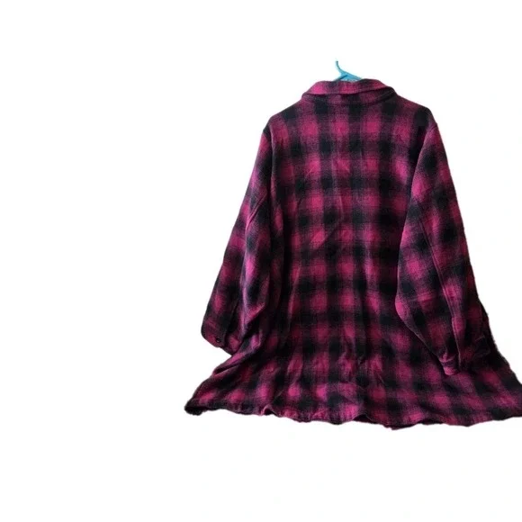 Torrid Women's 6 Pink Black Plaid Flannel Shirt Shacket Plus Size 30/32... - Picture 3 of 9